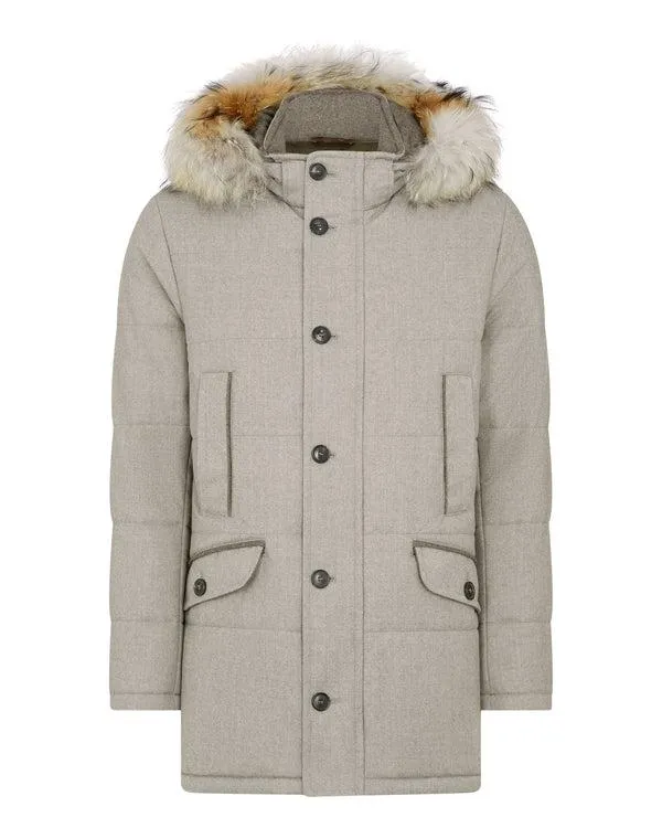 Men Men039s Fur Trim Woven CoatIn Mid Grey Mid Grey NPeal Coats and Jackets