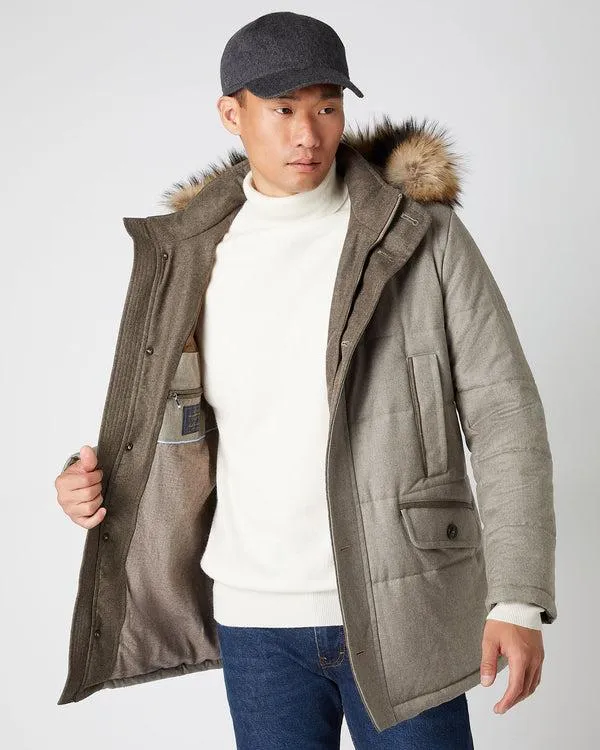Men Men039s Fur Trim Woven CoatIn Mid Grey Mid Grey NPeal Coats and Jackets