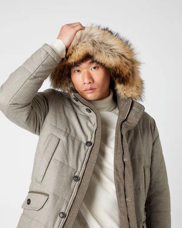 Men Men039s Fur Trim Woven CoatIn Mid Grey Mid Grey NPeal Coats and Jackets