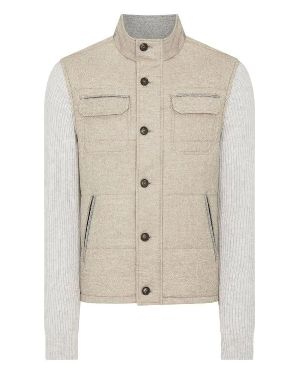 Men Men039s Rib Sleeve Woven JacketIn Light Brown Light Brown NPeal Coats and Jackets