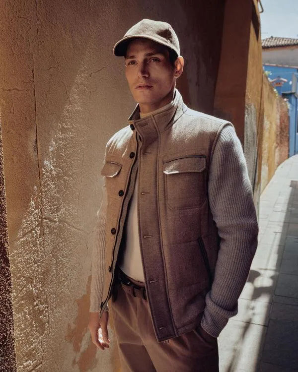 Men Men039s Rib Sleeve Woven JacketIn Light Brown Light Brown NPeal Coats and Jackets
