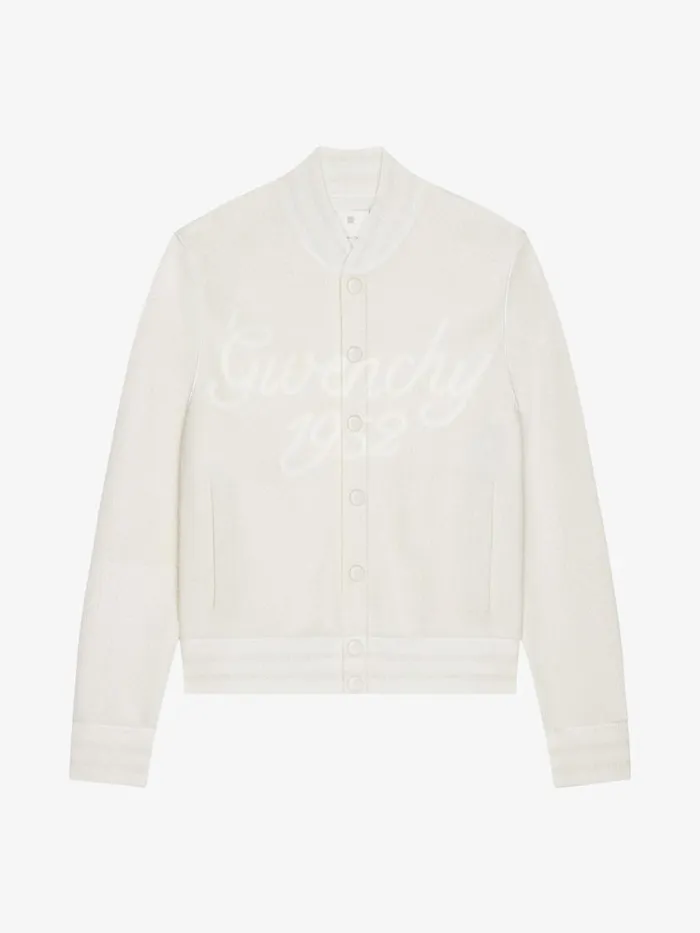 Men Outerwear and Blousons Givenchy GIVENCHY 1952 Varsity Jacket In Knit Ivory
