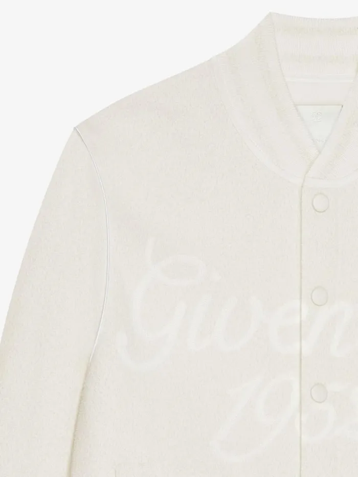 Men Outerwear and Blousons Givenchy GIVENCHY 1952 Varsity Jacket In Knit Ivory