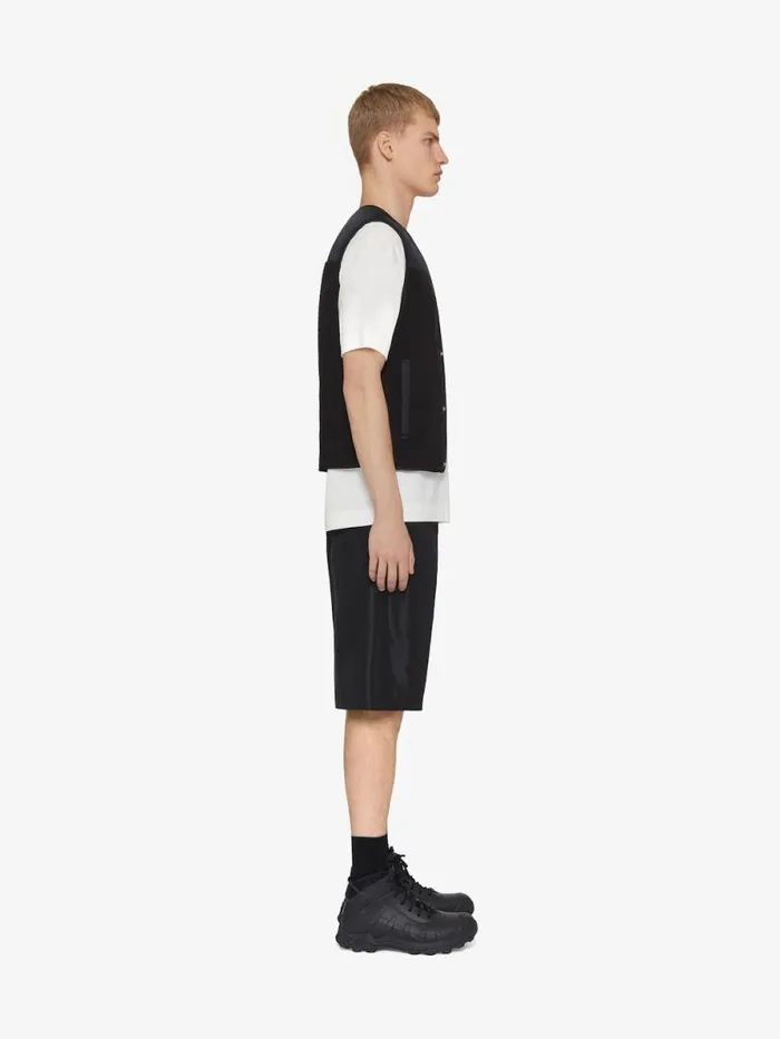 Men Outerwear and Blousons Givenchy Waistcoat In Mixed Fabrics Black