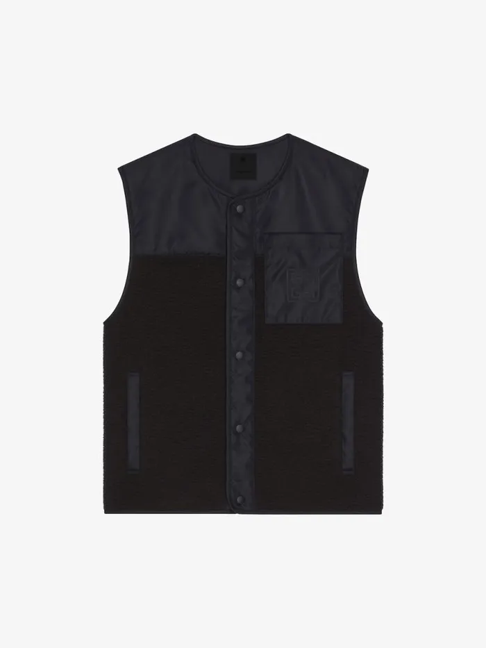 Men Outerwear and Blousons Givenchy Waistcoat In Mixed Fabrics Black