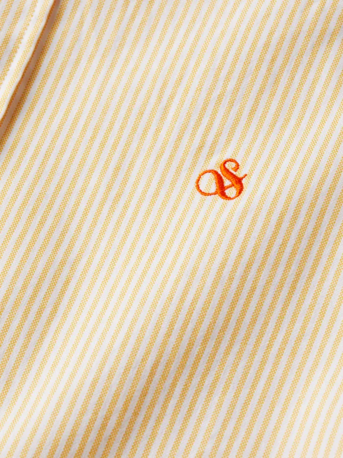 Men Oxford Stripe Tropical Pink White Stripe Scotch and Soda Shirts