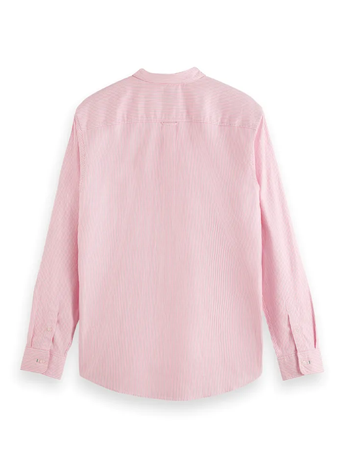 Men Oxford Stripe Tropical Pink White Stripe Scotch and Soda Shirts