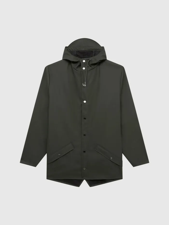 Men Rains Hooded Raincoat Jacket Black Reiss Coats and Jackets