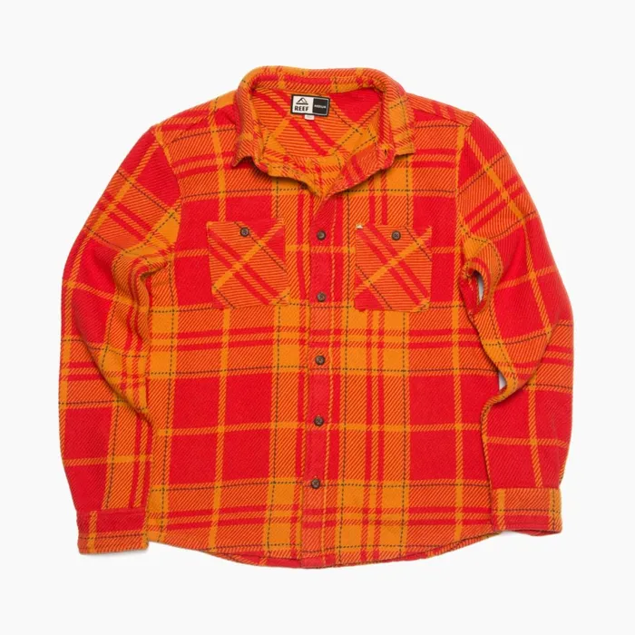 Men Reef Outerwear Orson Long Sleeve Woven Shirt Chili Men Reef Outerwear Orson Long Sleeve Woven Shirt Chili