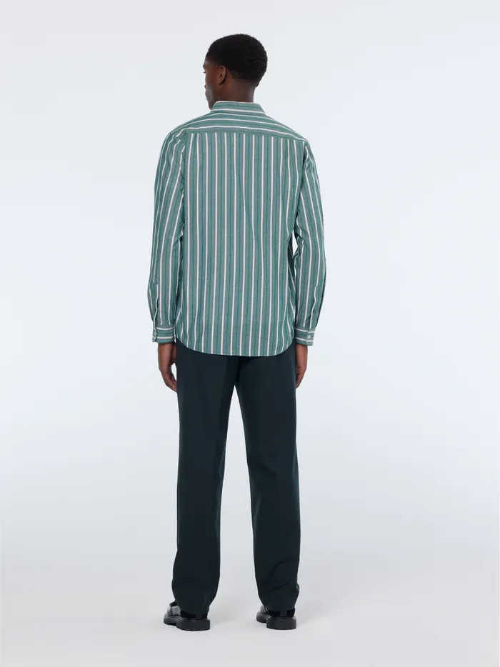 Men Regular Fit Dobby Stripe Shirt Pitch Green Pinstripe Scotch and Soda Shirts Men Regular Fit Dobby Stripe Shirt Pitch Green Pinstripe Scotch and Soda Shirts