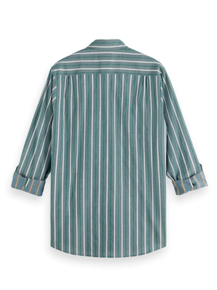 Men Regular Fit Dobby Stripe Shirt Pitch Green Pinstripe Scotch and Soda Shirts Men Regular Fit Dobby Stripe Shirt Pitch Green Pinstripe Scotch and Soda Shirts