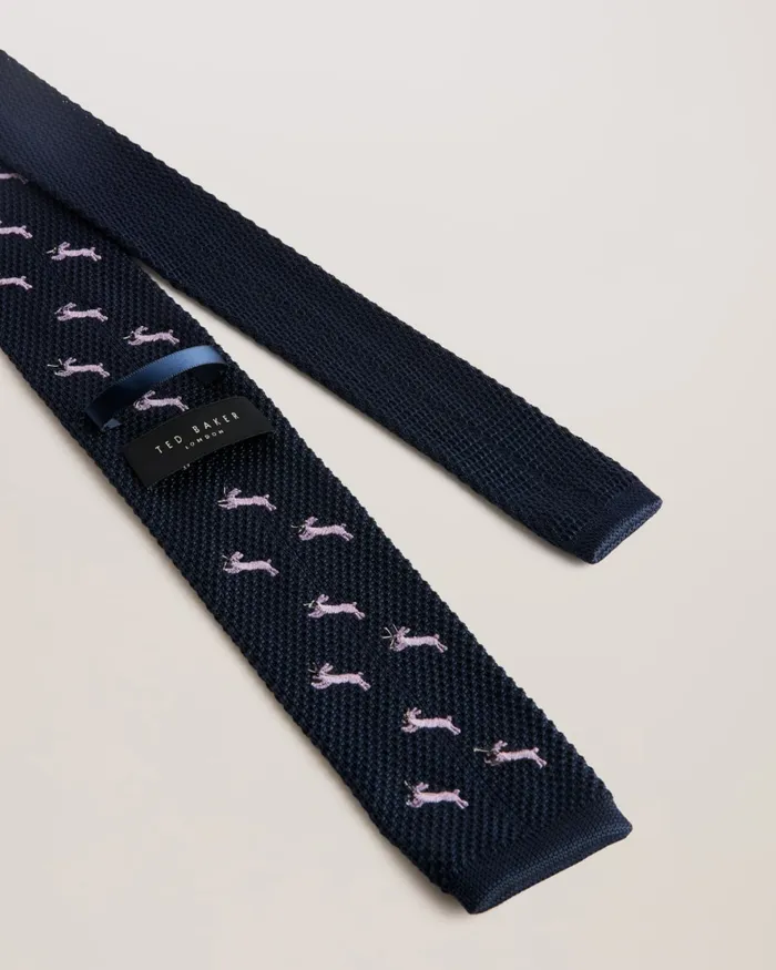 Men SANFRED 8211 Embroidered Flat Edge Knit Tie Navy Ted Baker Ties and Bowties Men SANFRED 8211 Embroidered Flat Edge Knit Tie Navy Ted Baker Ties and Bowties