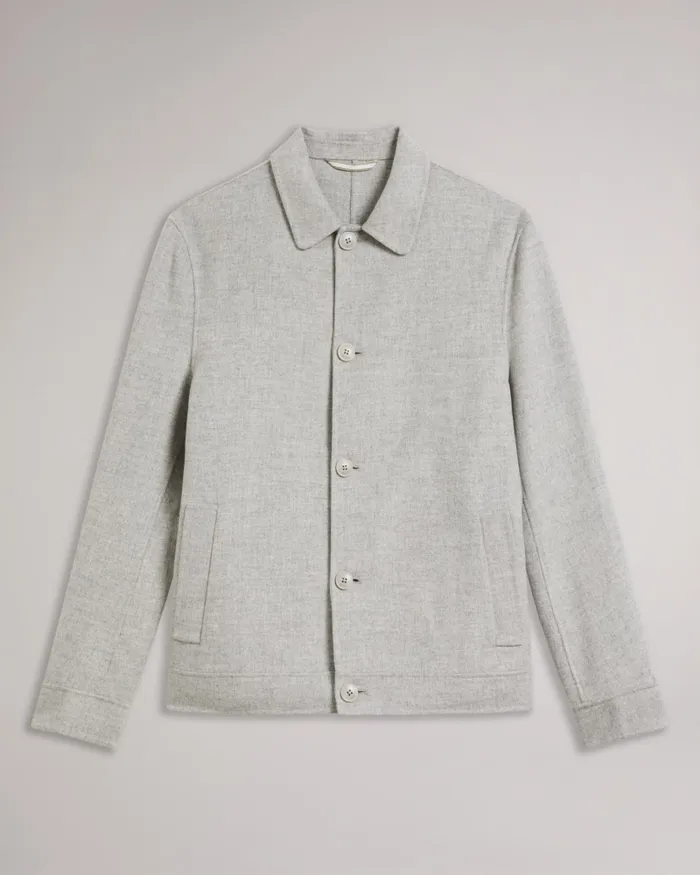 Men SHARPOW 8211 Wool Blend Collared Jacket Greymarl Ted Baker Coats and Jackets