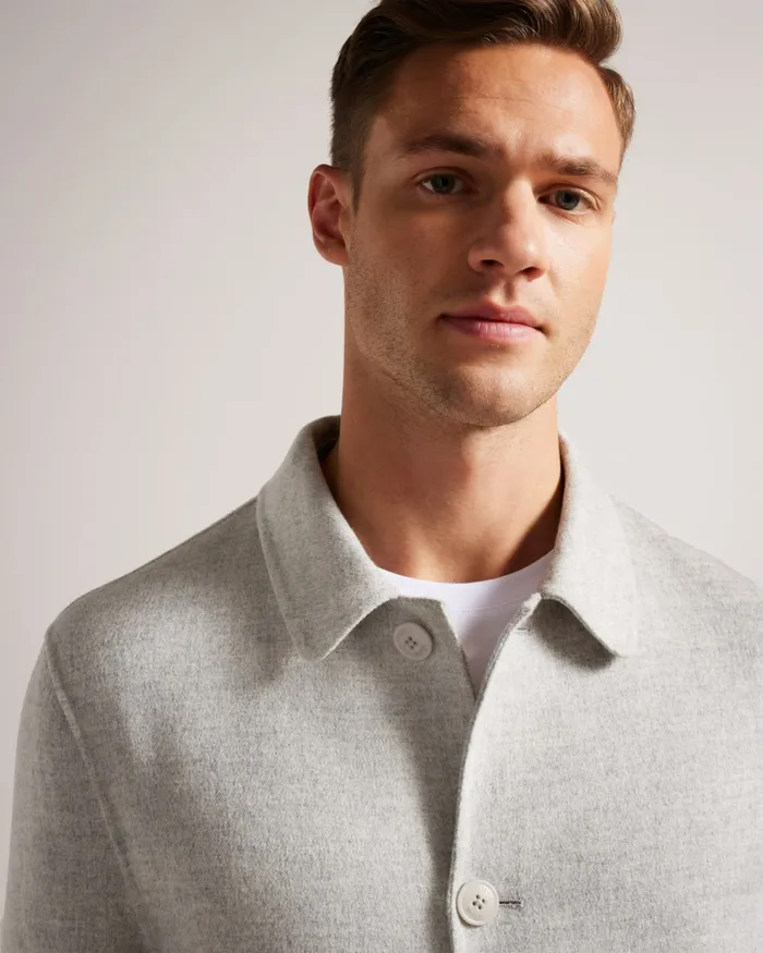 Men SHARPOW 8211 Wool Blend Collared Jacket Greymarl Ted Baker Coats and Jackets Men SHARPOW 8211 Wool Blend Collared Jacket Greymarl Ted Baker Coats and Jackets