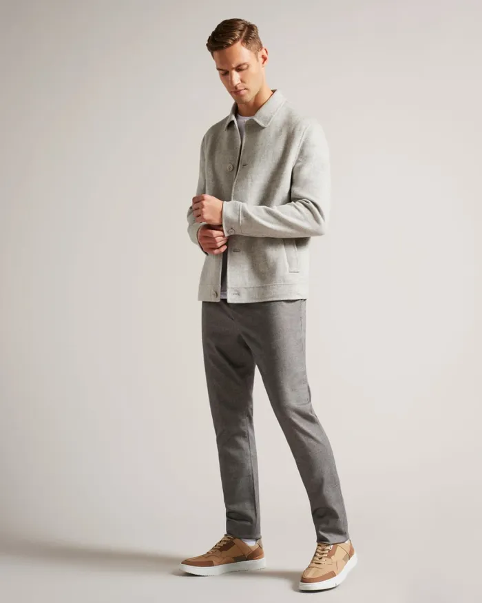 Men SHARPOW 8211 Wool Blend Collared Jacket Greymarl Ted Baker Coats and Jackets Men SHARPOW 8211 Wool Blend Collared Jacket Greymarl Ted Baker Coats and Jackets