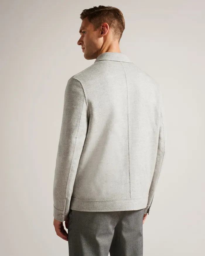 Men SHARPOW 8211 Wool Blend Collared Jacket Greymarl Ted Baker Coats and Jackets Men SHARPOW 8211 Wool Blend Collared Jacket Greymarl Ted Baker Coats and Jackets