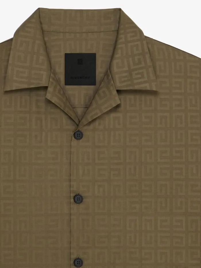 Men Shirts Givenchy Boxy Fit Hawaiian Shirt In 4G Poplin Khaki Men Shirts Givenchy Boxy Fit Hawaiian Shirt In 4G Poplin Khaki