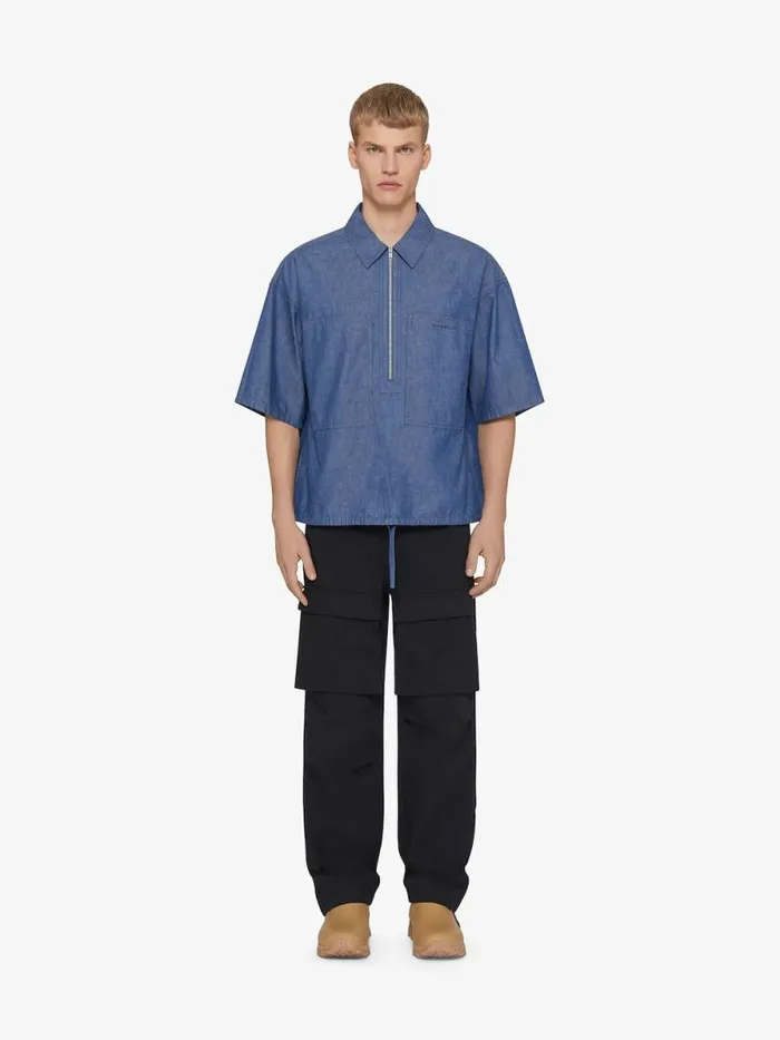 Men Shirts Givenchy Overshirt In Denim Chambray Light Blue
