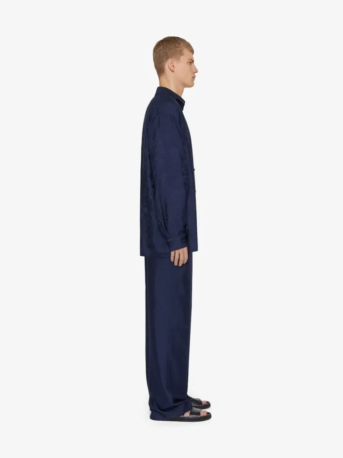 Men Shirts Givenchy Shirt In Floral Jacquard Navy