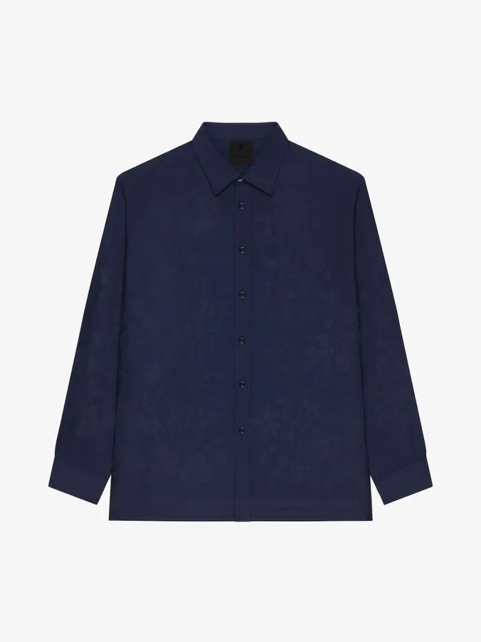 Men Shirts Givenchy Shirt In Floral Jacquard Navy