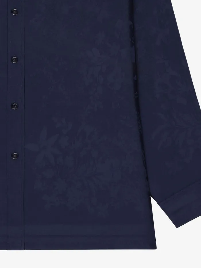 Men Shirts Givenchy Shirt In Floral Jacquard Navy
