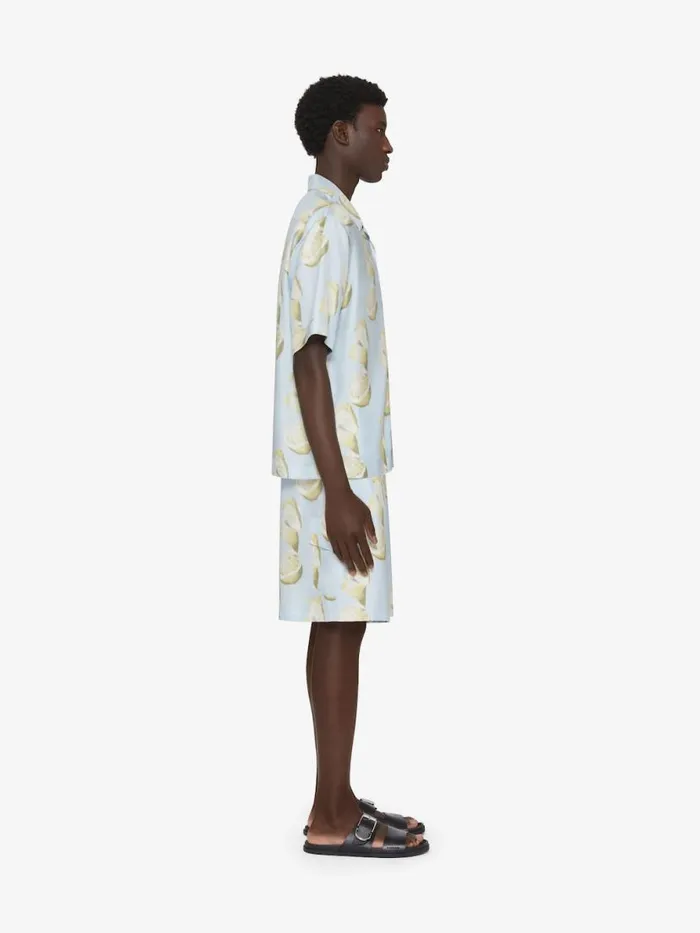 Men Shirts Givenchy Shirt In Silk With Lemon Print Blueyellow