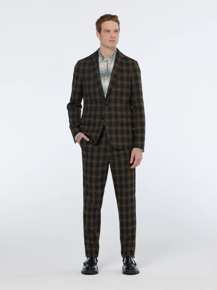 Men Singlebreasted Yarndyed Check Regular Fit Blazer Golden Brown Check Scotch and Soda Blazers and Waistcoats