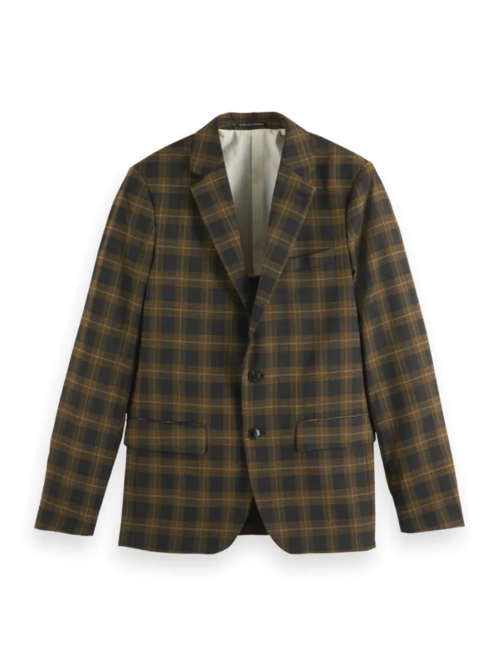 Men Singlebreasted Yarndyed Check Regular Fit Blazer Golden Brown Check Scotch and Soda Blazers and Waistcoats