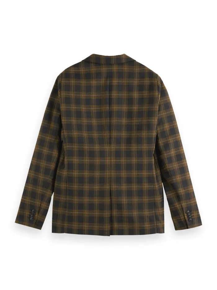 Men Singlebreasted Yarndyed Check Regular Fit Blazer Golden Brown Check Scotch and Soda Blazers and Waistcoats