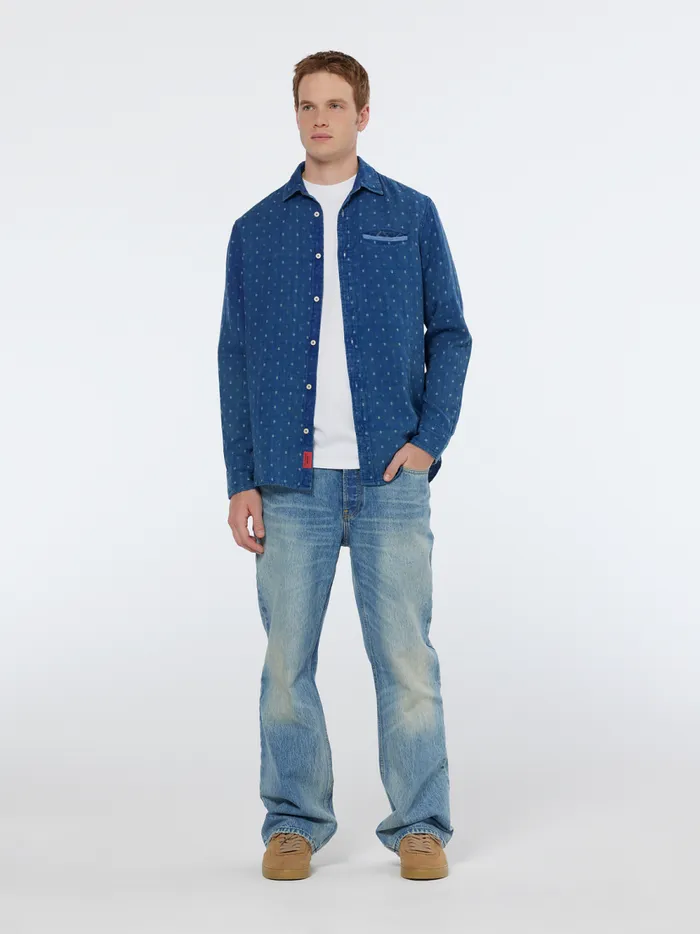 Men Special Denim Weave With Wash Effects Shirt Washed Indigo Scotch and Soda Shirts