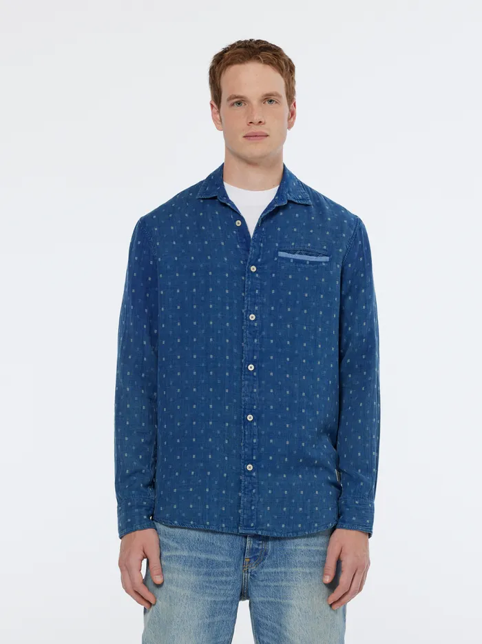 Men Special Denim Weave With Wash Effects Shirt Washed Indigo Scotch and Soda Shirts