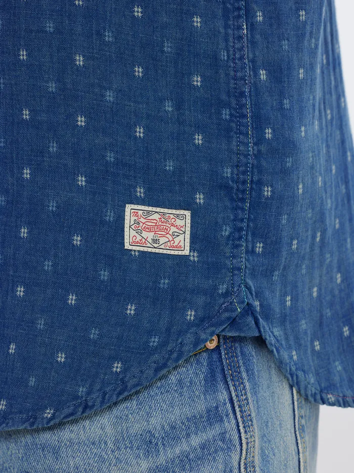 Men Special Denim Weave With Wash Effects Shirt Washed Indigo Scotch and Soda Shirts