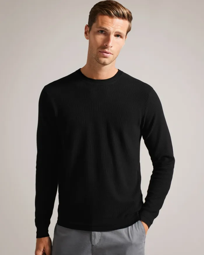 Men STAYLAY 8211 Textured Crew Neck Jumper Black Ted Baker Jumpers and Knitwear Men STAYLAY 8211 Textured Crew Neck Jumper Black Ted Baker Jumpers and Knitwear