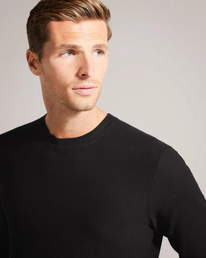 Men STAYLAY 8211 Textured Crew Neck Jumper Black Ted Baker Jumpers and Knitwear Men STAYLAY 8211 Textured Crew Neck Jumper Black Ted Baker Jumpers and Knitwear