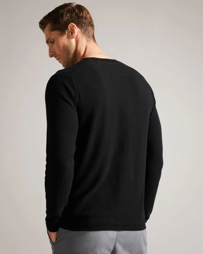 Men STAYLAY 8211 Textured Crew Neck Jumper Black Ted Baker Jumpers and Knitwear Men STAYLAY 8211 Textured Crew Neck Jumper Black Ted Baker Jumpers and Knitwear