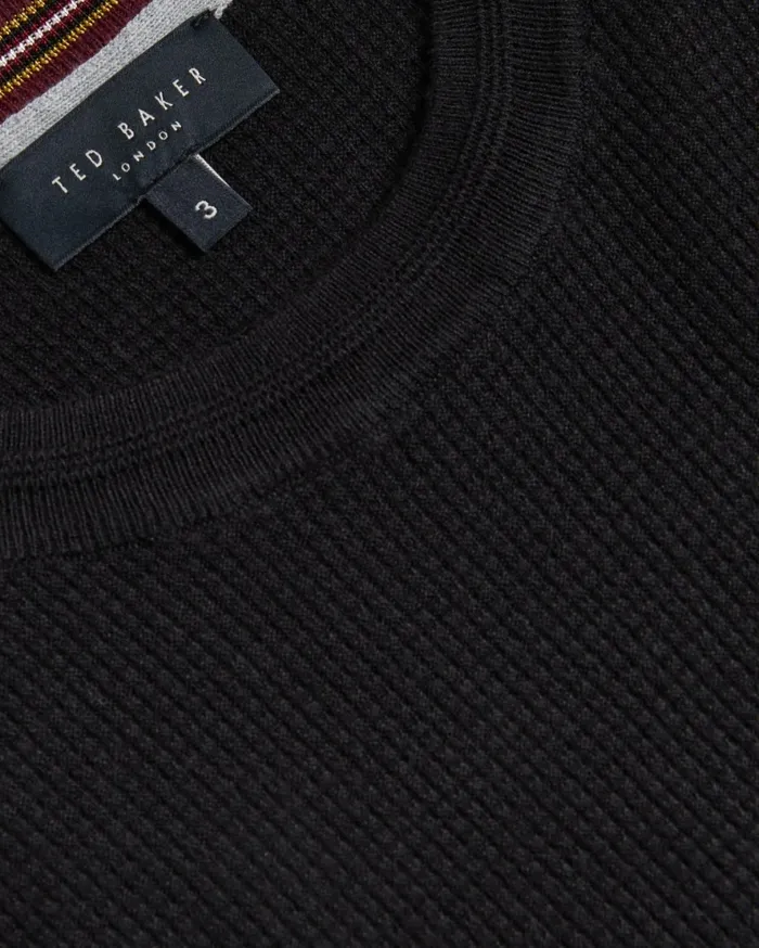 Men STAYLAY 8211 Textured Crew Neck Jumper Black Ted Baker Jumpers and Knitwear Men STAYLAY 8211 Textured Crew Neck Jumper Black Ted Baker Jumpers and Knitwear