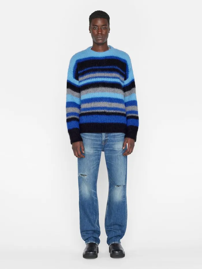 Men Sweaters and Hoodies FRAME Alpaca Sweater 8212 Sky Blue Multi