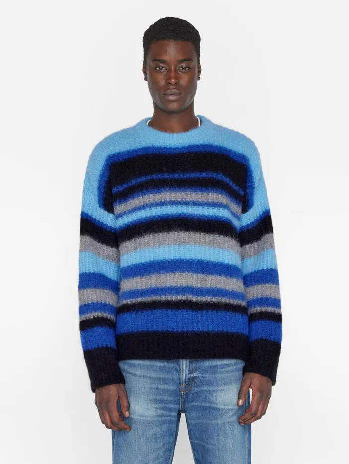 Men Sweaters and Hoodies FRAME Alpaca Sweater 8212 Sky Blue Multi