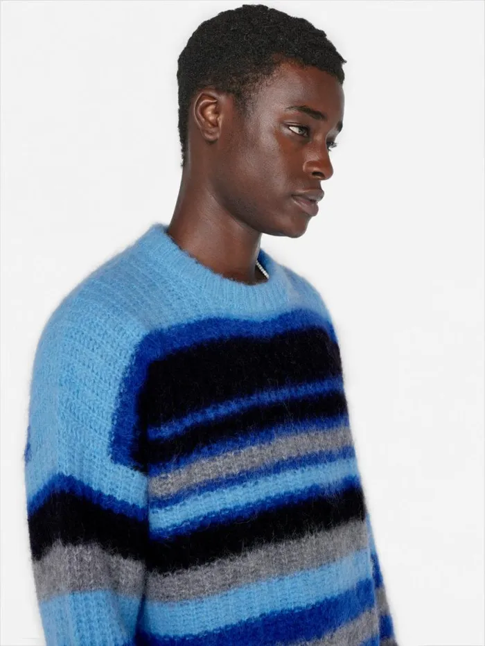 Men Sweaters and Hoodies FRAME Alpaca Sweater 8212 Sky Blue Multi