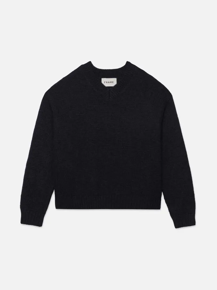 Men Sweaters and Hoodies FRAME Chunky VNeck Sweater 8212 Navy
