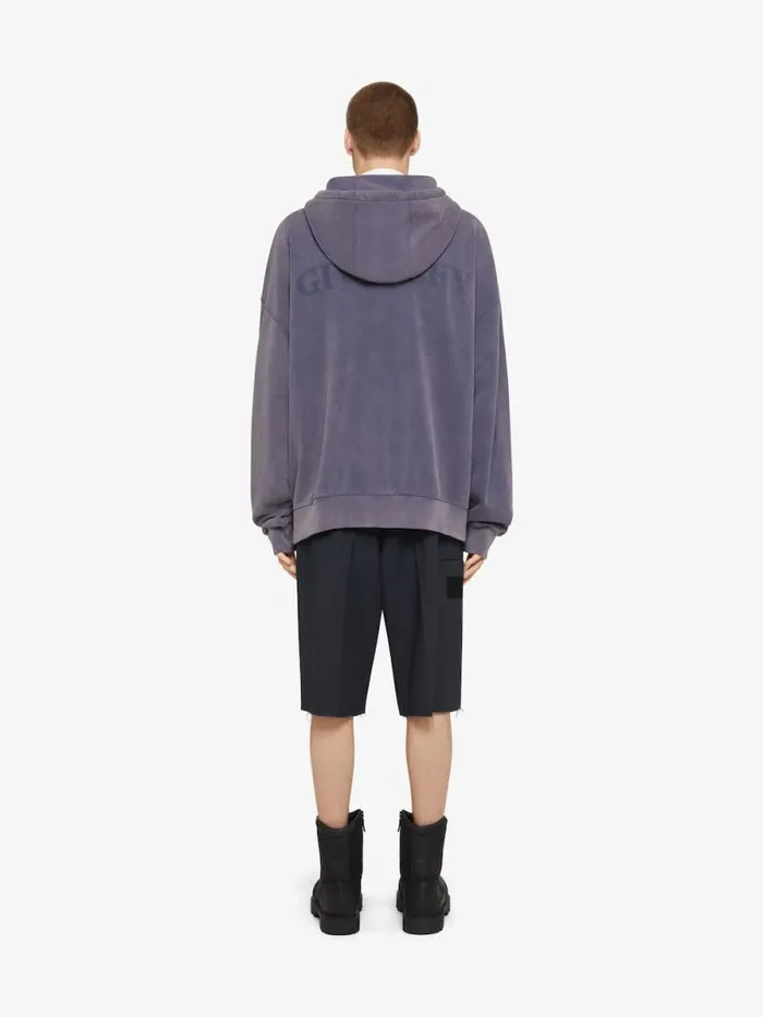 Men Sweatshirts and Hoodies Givenchy GIVENCHY Shadow Oversized Hoodie In Fleece Medium Blue