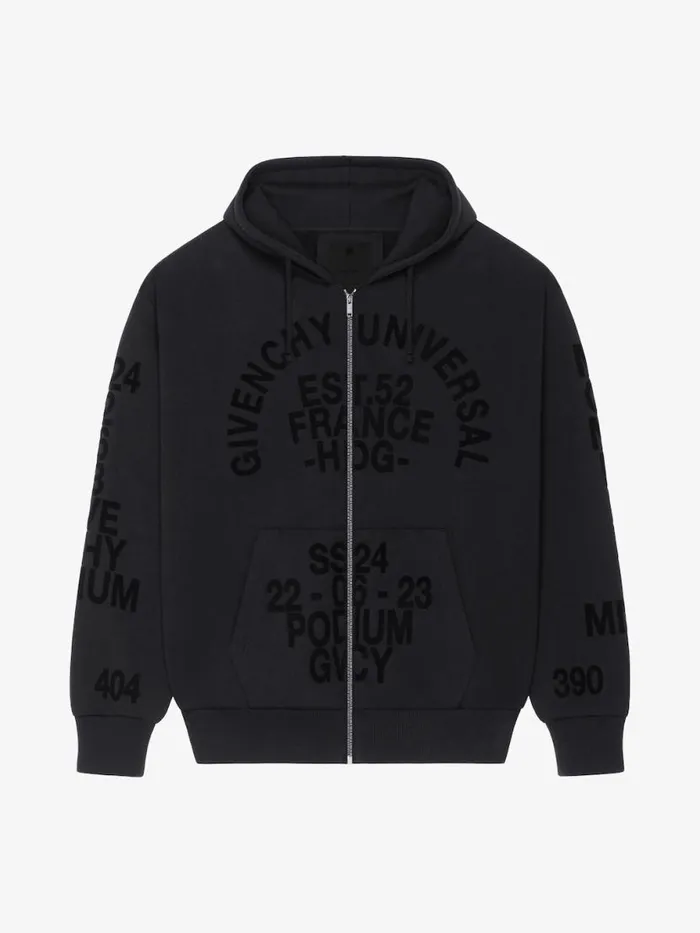 Men Sweatshirts and Hoodies Givenchy GIVENCHY Zipped Hoodie In Fleece Black