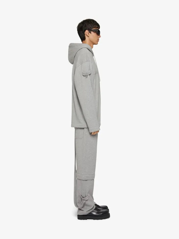 Men Sweatshirts and Hoodies Givenchy Hoodie In Fleece With Metal Details Light Grey Melange