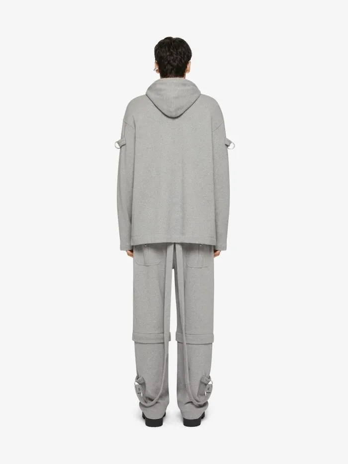 Men Sweatshirts and Hoodies Givenchy Hoodie In Fleece With Metal Details Light Grey Melange
