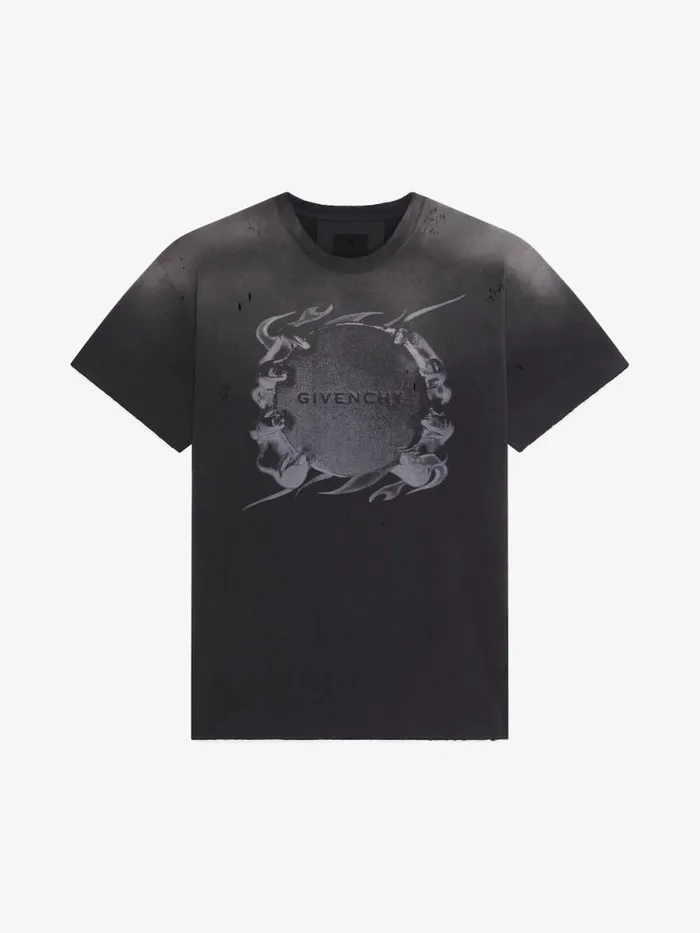 Men TShirts Givenchy Casual Fit Tshirt In Cotton With GIVENCHY Ring Print Black