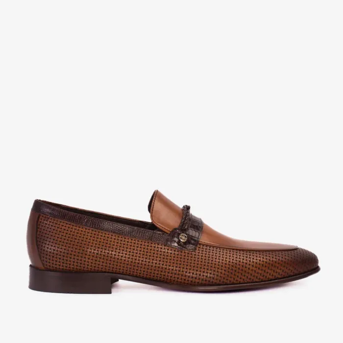 Men The Acerra Tan Leather Loafer Shoe Vinci Leather Dress Shoes