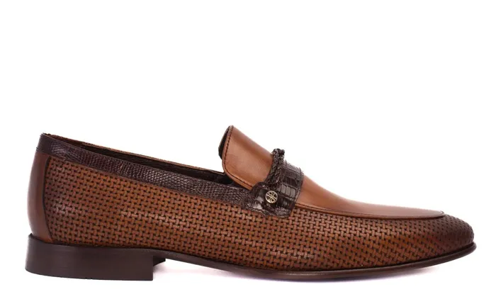 Men The Acerra Tan Leather Loafer Shoe Vinci Leather Dress Shoes