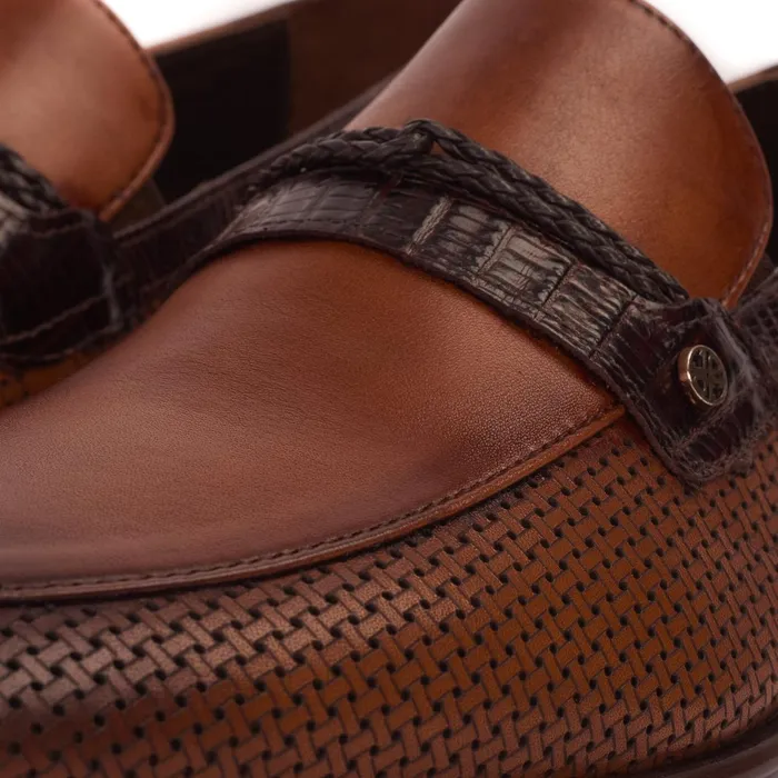 Men The Acerra Tan Leather Loafer Shoe Vinci Leather Dress Shoes