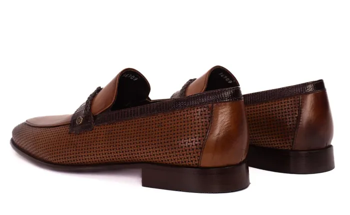 Men The Acerra Tan Leather Loafer Shoe Vinci Leather Dress Shoes