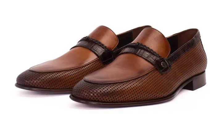 Men The Acerra Tan Leather Loafer Shoe Vinci Leather Dress Shoes